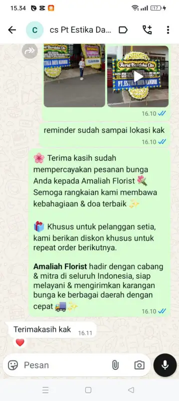 Testimonial Papan Bunga duka LAMPUNG BARAT